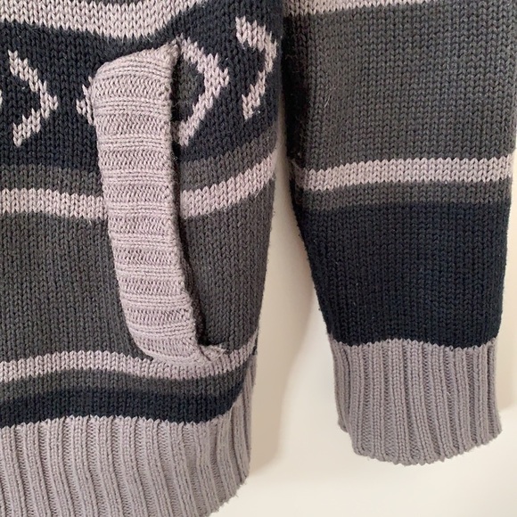 BLACK & GREY KNITTED ZIPPED HOOD SWEATER JACKET SIZE M - Picture 2 of 10